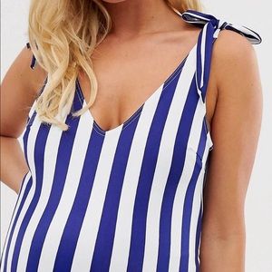 ASOS Maternity Blue Stripe One Piece Swimsuit